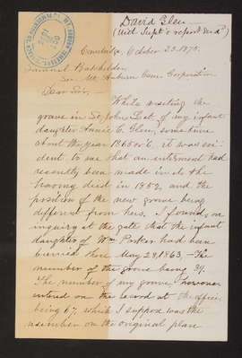 1875-10-25 Letter from Glen to Batchelder, passed on to Superintendent Lovering, 1831.018.004-045-p1