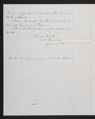 1858-04-08 Trustee Committee on Lots: Letter from Curtis to Bond, Report on Waldo Claim, 1831.036.013