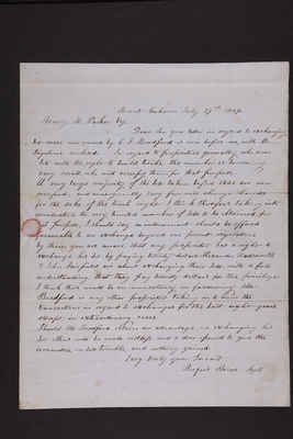 1849-07-27 Letter: Superintendent Rufus Howe to Henry M. Parker, 1831.018.001-004