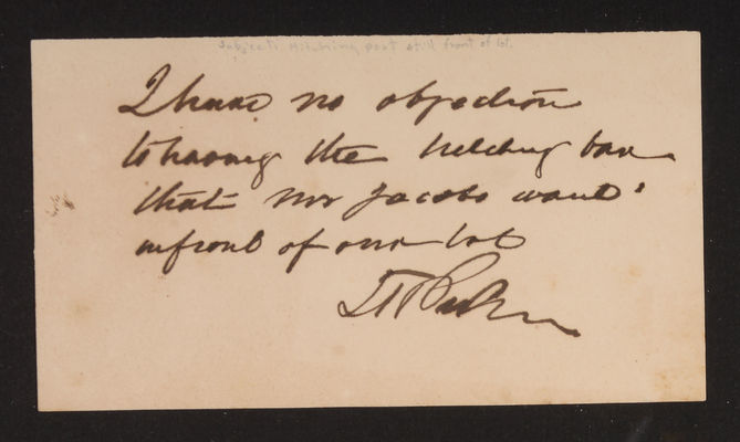 Letter: Postcard from L.T. Parker to Mount Auburn, 1879 (page 1)