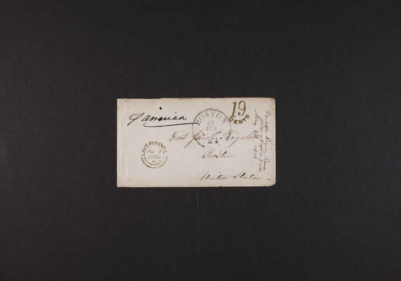 1856-05-24 Adams Statue: Envelope, Randolph Rogers to Jacob Bigelow, 1831.039.005-007