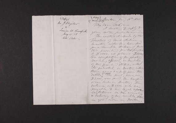 1858-01-15 Otis Statue: Copy of letter from Jacob Bigelow to Louisa W. Crawford, 1831.039.006-007
