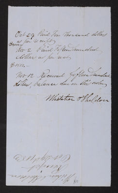 Washington Tower: Whitcher & Sheldon invoice, 1853 October 29 (page 2)