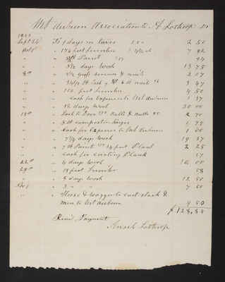 1853-12 Washington Tower Invoice: Ansel Lothrop (recto)