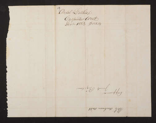 1853-12 Washington Tower Invoice: Ansel Lothrop (verso)