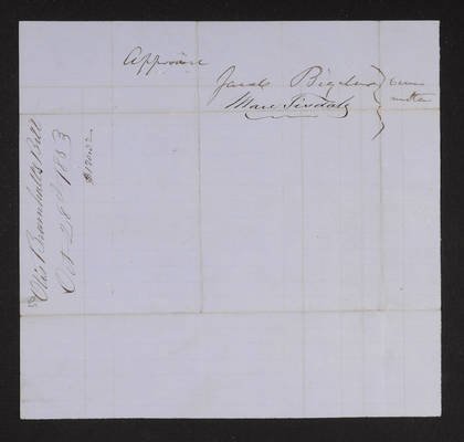 1853-11-01 Washington Tower Invoice: Otis Bramhall (verso)