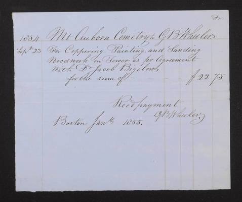 1855-01 Washington Tower Invoice: G. B. Wheeler (recto)