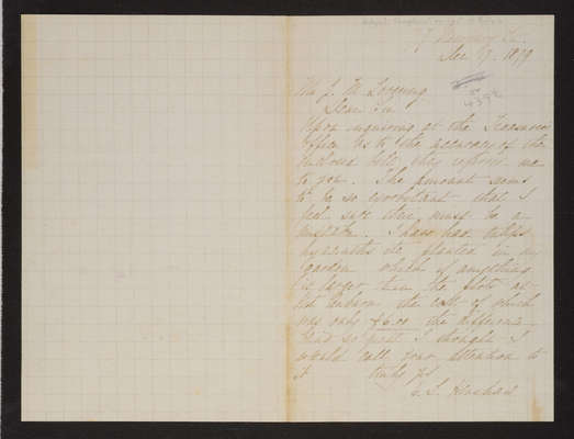Letter: E. L. Henshaw to [Supt] Lovering, 1879, concerning cost of bulbs