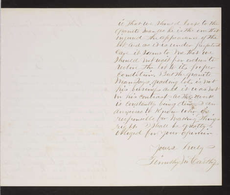 Letter: Timothy McCarthy, Swan Point Cemetery, to J. W. Lovering, 1880 (page 2)