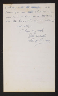 Letter: John W. Duffie, Clerk of Cambridge, to J. W. Lovering, 1881 (page 1)