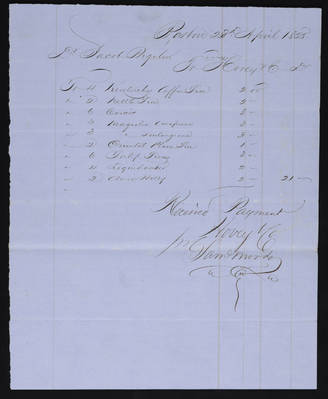 Horticulture Invoice: Hovey & Co., 1855 (recto)