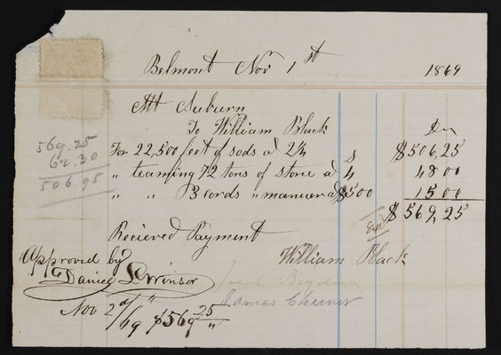 Horticulture Invoice: William Black, 1869 November 1 (recto)
