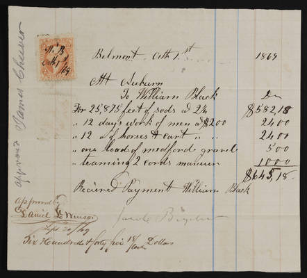 Horticulture Invoice: William Black, 1869 October 1 (recto)