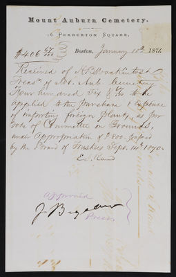 Horticulture Voucher: From H. B. MacKintosh, 1871 January 10 (recto)