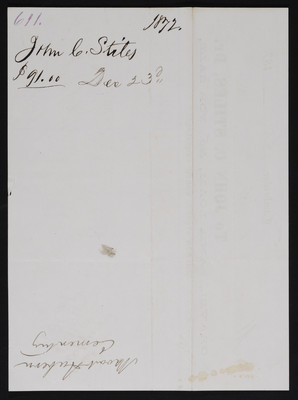 Horticulture Invoice: John C. Stiles, 1872 December 2 (verso)