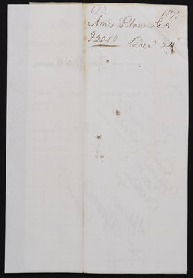 Horticulture Invoice: Ames Plow Company, 1872 November 1 (verso)