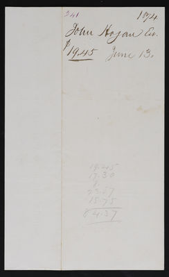 Horticulture Invoice: John Hogan Estate, 1874 May 29 (verso)