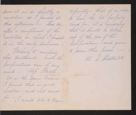 Letter: M.S. Shattuck to Mount Auburn, 1880 September 24, Lot 1340 (page 2)