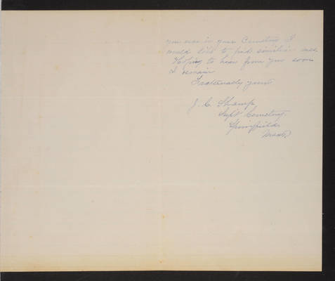 Letter: Superintendent of Springfield Cemetery to J. W. Lovering, 1881 (page 2)