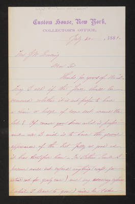 Letter: J. Quincy Hill to J. W. Lovering, 1881 July 20 (page 1)