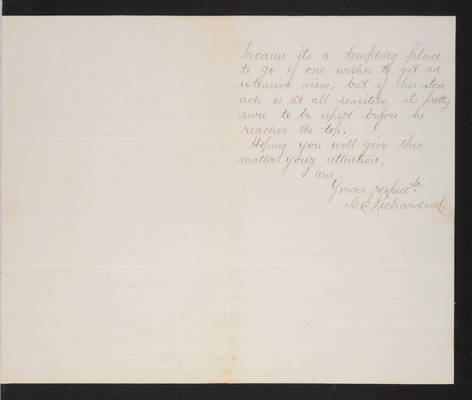 Letter: G. E. Richardson to Superintendent, 1881 (page 2)