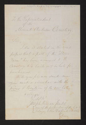 Letter: concerning Stone Farm in Paper, 1881 (page 1)
