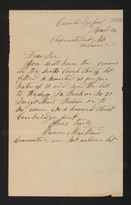 Letter: James Maillard to Superintendent, 1882