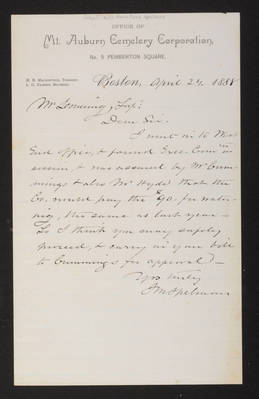 Letter: Israel M. Spelman to Mr. Lovering, 1888 April 27