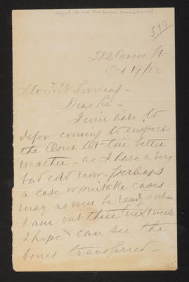Letter: C. A. Curtis to Mr. J. W. Lovering, 1882 (page 1)