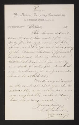 Letter: Secretary L. G. Farmer to Mr. Lovering, 1891 (page 2)