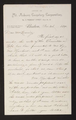 Letter: Secretary L. G. Farmer to Mr. Lovering, 1891 (page 1)
