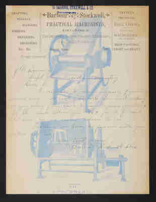 Letter: Barbour, Stockwell & Co. to J. W. Lovering, 1889, "practical machinists letterhead"
