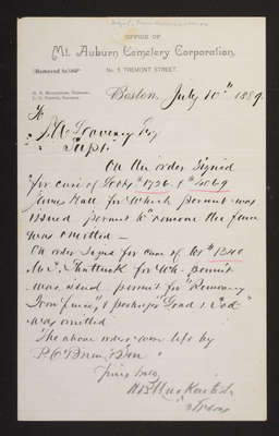Letter: H. B. MacKintosh to J. W. Lovering, 1889 July 10, Fence Removal Orders