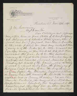 1890-11-17 Letter: Charge for Opening Grave, 2014.020.013-013