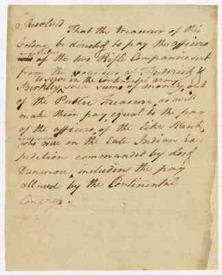 Resolution regarding payment of two rifle companies, 1775 Aug. 15.