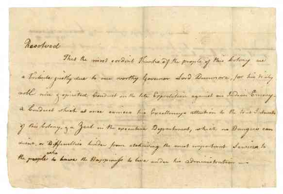 Draft resolution of thanks to Governor Dunmore, 1775 Mar. 25.